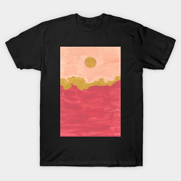 Golden Sunset Waves T-Shirt by Chigurena